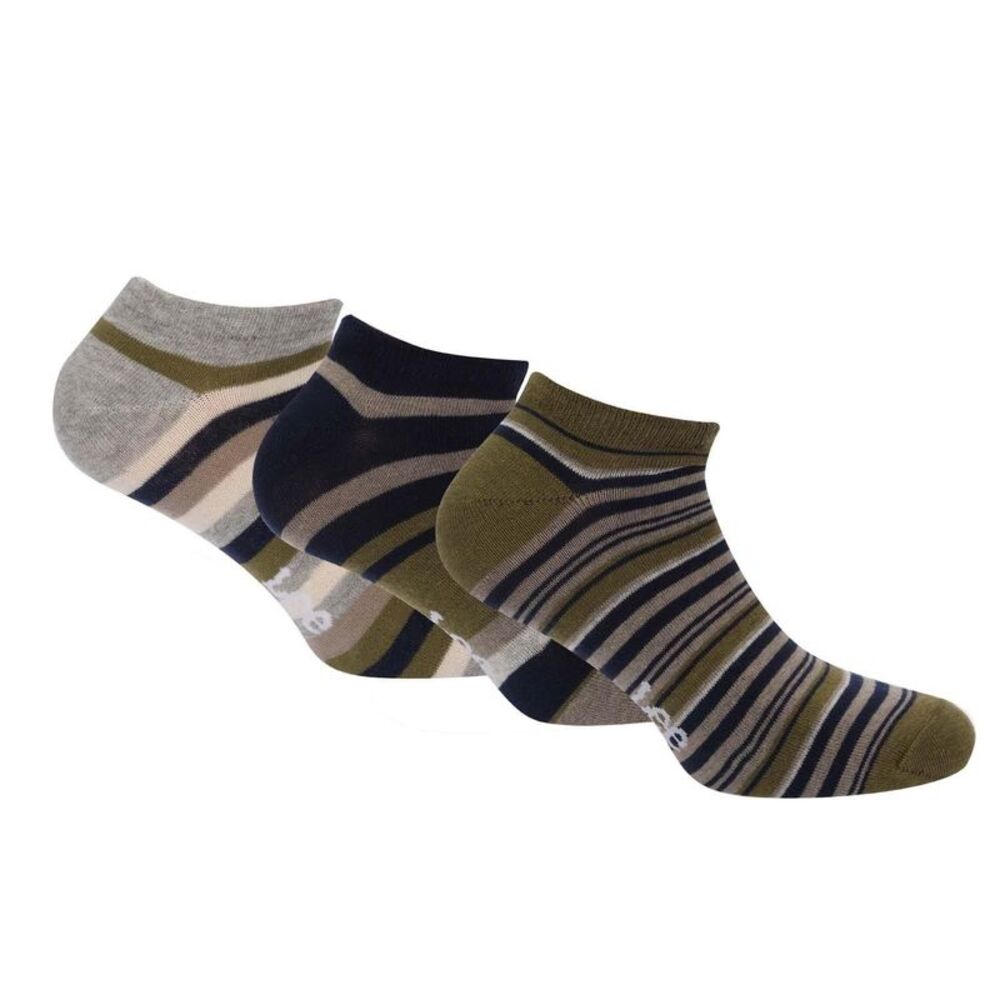 Lee Unisex Adult Contrast Striped Liner Socks (Pack of 3) / Brown/Black/Gray